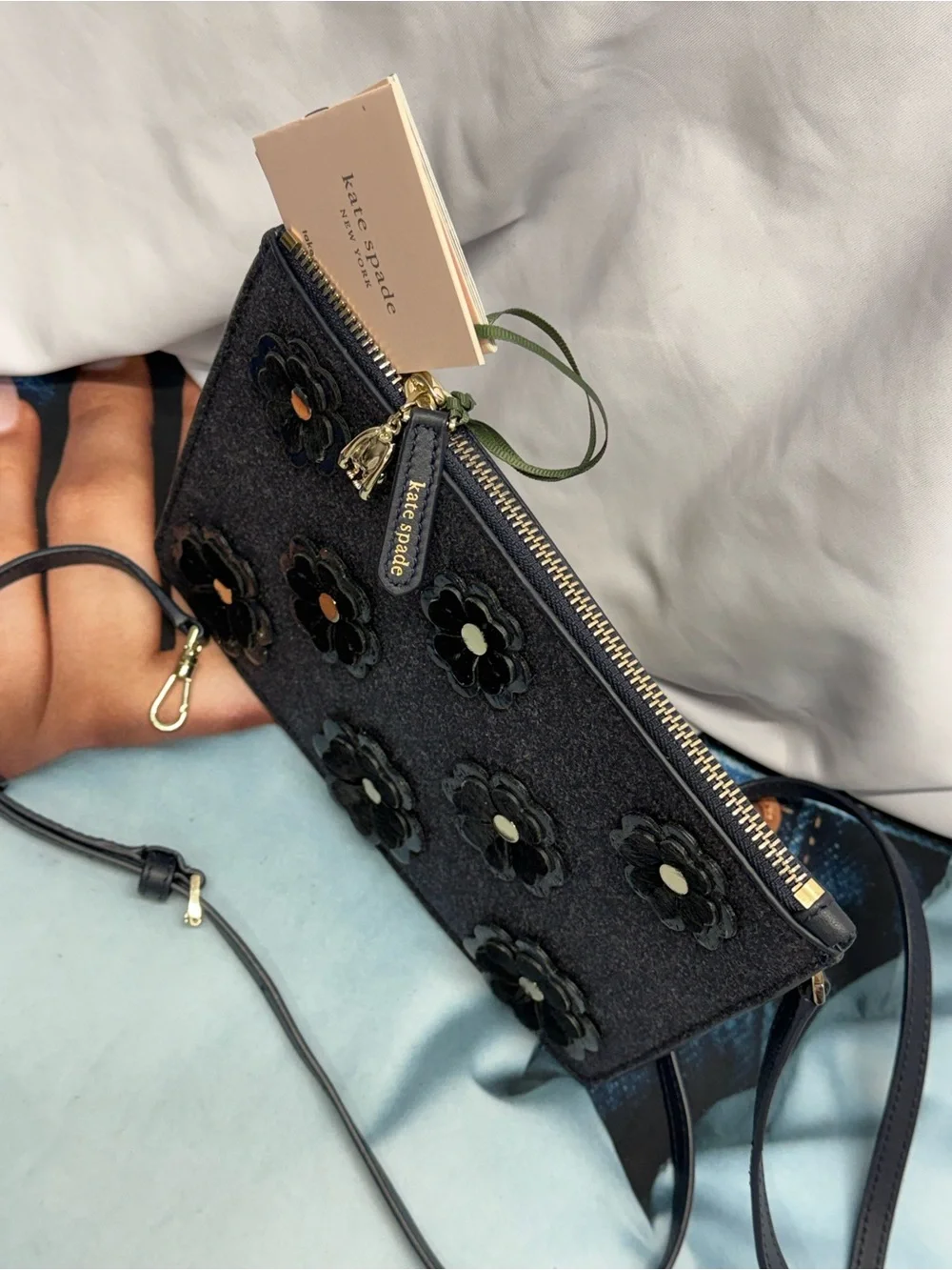 (new+tag) Kate Spade Nacy Floral Appliqué Crossbody Bag Adjustable Leather Strap